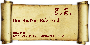 Berghofer Rézmán névjegykártya